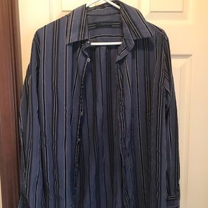 Mens Material London button down dress shirt navy